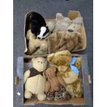 Two boxes of twentieth century vintage teddy bears,