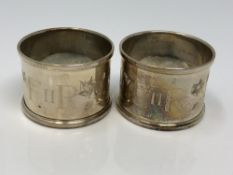 A pair of Silver Jubilee napkin rings 1977 CONDITION REPORT: 36.