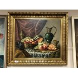 Continental school, still life of fruit and a ewer,