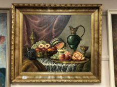 Continental school, still life of fruit and a ewer,