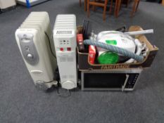 Two oil filled radiators, microwave,