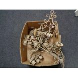 A box of three wrought iron light fittings