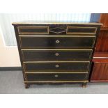 A nineteenth century hand painted five drawer chest