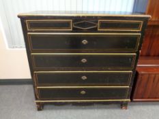 A nineteenth century hand painted five drawer chest