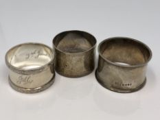 Three Victorian and later napkin rings CONDITION REPORT: 74.