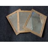 Three pine dressing table mirrors (no stands)