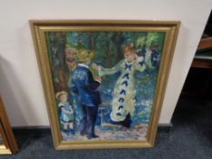 A Barry Lawson oil on canvas, copy of Renior's The Swing, in a gilt frame.