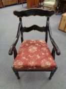 A late nineteenth century hand painted armchair