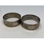 A pair of silver napkin rings, Birmingham marks CONDITION REPORT: 35.