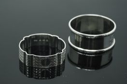 Two silver napkin rings - Birmingham 1929 & 1912, 32.8g.