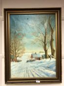 Continental school, winter landscape,