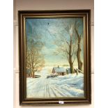 Continental school, winter landscape,