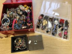 A large quantity of costume jewellery, earrings, bead necklaces,