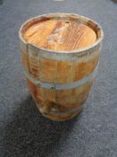 An oak coopered barrel, height 32.