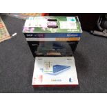 A boxed Brother multi function printer together with Canon scanner