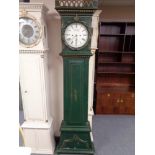 An early twentieth century painted cased continental longcase clock with circular dial by Chr. Holm.