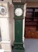 An early twentieth century painted cased continental longcase clock with circular dial by Chr. Holm.