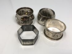 Four assorted Victorian silver napkin rings CONDITION REPORT: 83.