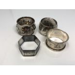 Four assorted Victorian silver napkin rings CONDITION REPORT: 83.
