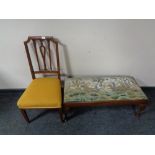 An Edwardian inlaid mahogany bedroom chair together with a duet stool