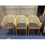 A set of six contemporary bergere backed tub chairs