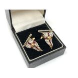 A fine pair of 18ct gold ruby and diamond Royal Yachting Squadron earrings CONDITION