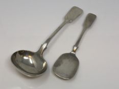 A Victorian silver ladle and a tartlet server (2)
