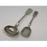 A Victorian silver ladle and a tartlet server (2)