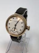 A large gold trench wristwatch by Mappin,