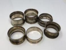 Six assorted silver napkin rings CONDITION REPORT: 71g gross