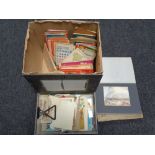 A box of vintage road maps, guides, watercolours of Turner book,