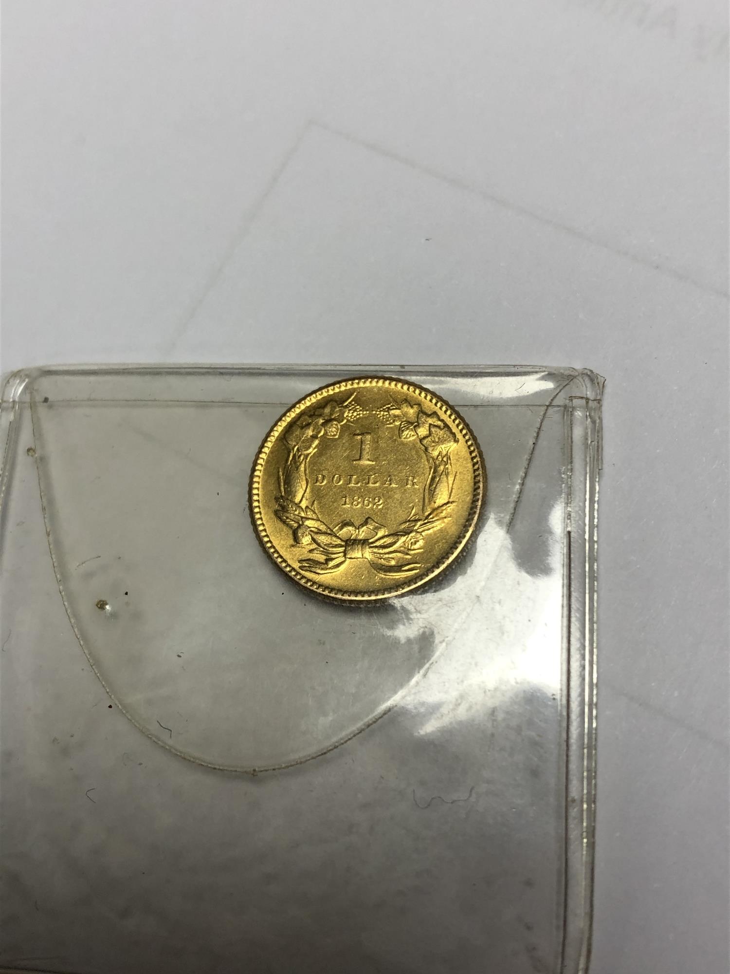 An American gold $1 coin 1862 - Image 3 of 3