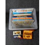 A box of Beano and Dandy annuals, die cast vehicles,