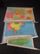 Four twentieth century pull-down school maps