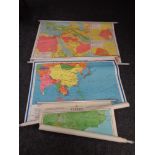 Four twentieth century pull-down school maps