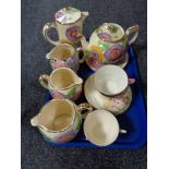 A tray of six piece Arthur Wood hand painted tea service, Phoenix ware hand painted cup and saucer,
