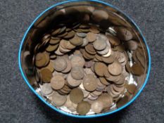 A tin of pre decimal pennies and half pennies