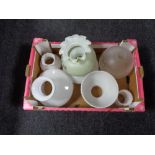 A box of assorted antique and later oil lamp shades