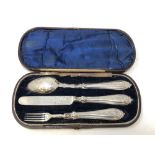 A boxed three piece Victorian silver Christening set by John Gilbert CONDITION REPORT: