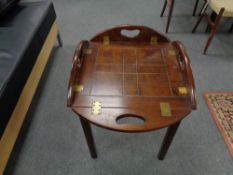 A mahogany butler's tray on stand