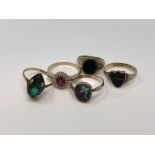 Five various gem set gold rings CONDITION REPORT: 11.