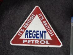 An early twentieth century triangular metal sign - Regent Petrol