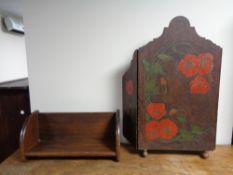A book trough together with a 1930's three way folding fire screen