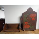 A book trough together with a 1930's three way folding fire screen