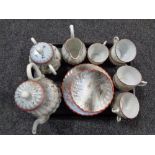 A tray of Japanese eggshell Art Deco tea set