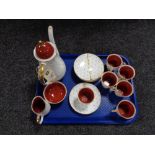 A Susie Cooper fifteen-piece bone china coffee service, decorated with blue snowflake decoration,
