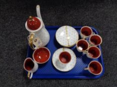 A Susie Cooper fifteen-piece bone china coffee service, decorated with blue snowflake decoration,