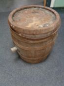 An oak coopered barrel,