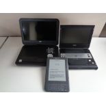 Two portable DVD players and an Amazon Kindle (no leads).