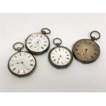 Four silver pocket watches